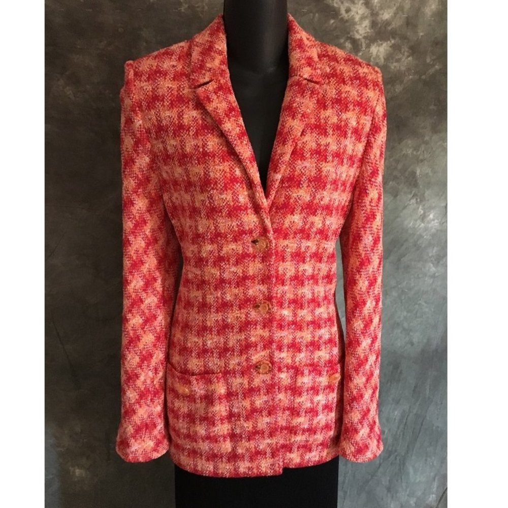 ST JOHN PINK MULTI JACKET KNIT BLAZER 6